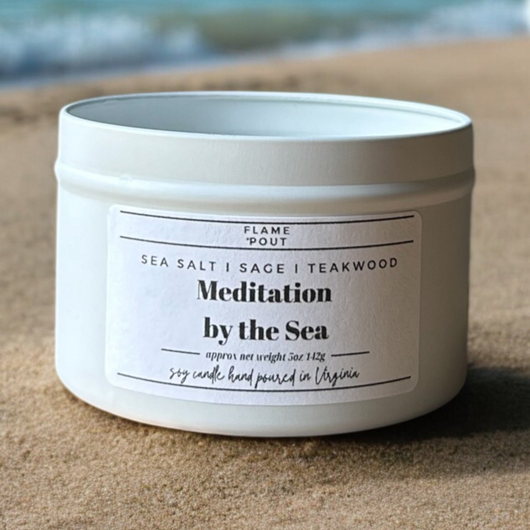 Meditation by the Sea (Beachwood) – Soy Candle with Earthy Sage, Sea Salt & Driftwood | Calming Coastal Scent with Wood Wick