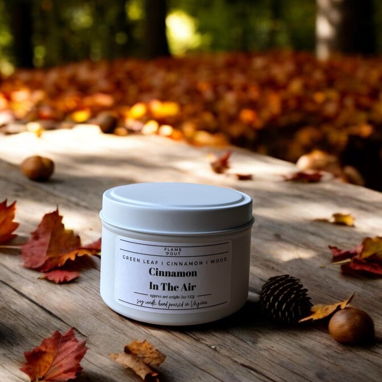 Cinnamon in the Air – Soy Candle with Cinnamon, Green Leaf & Wood | Warm & Earthy Fall Scent with Wood Wick