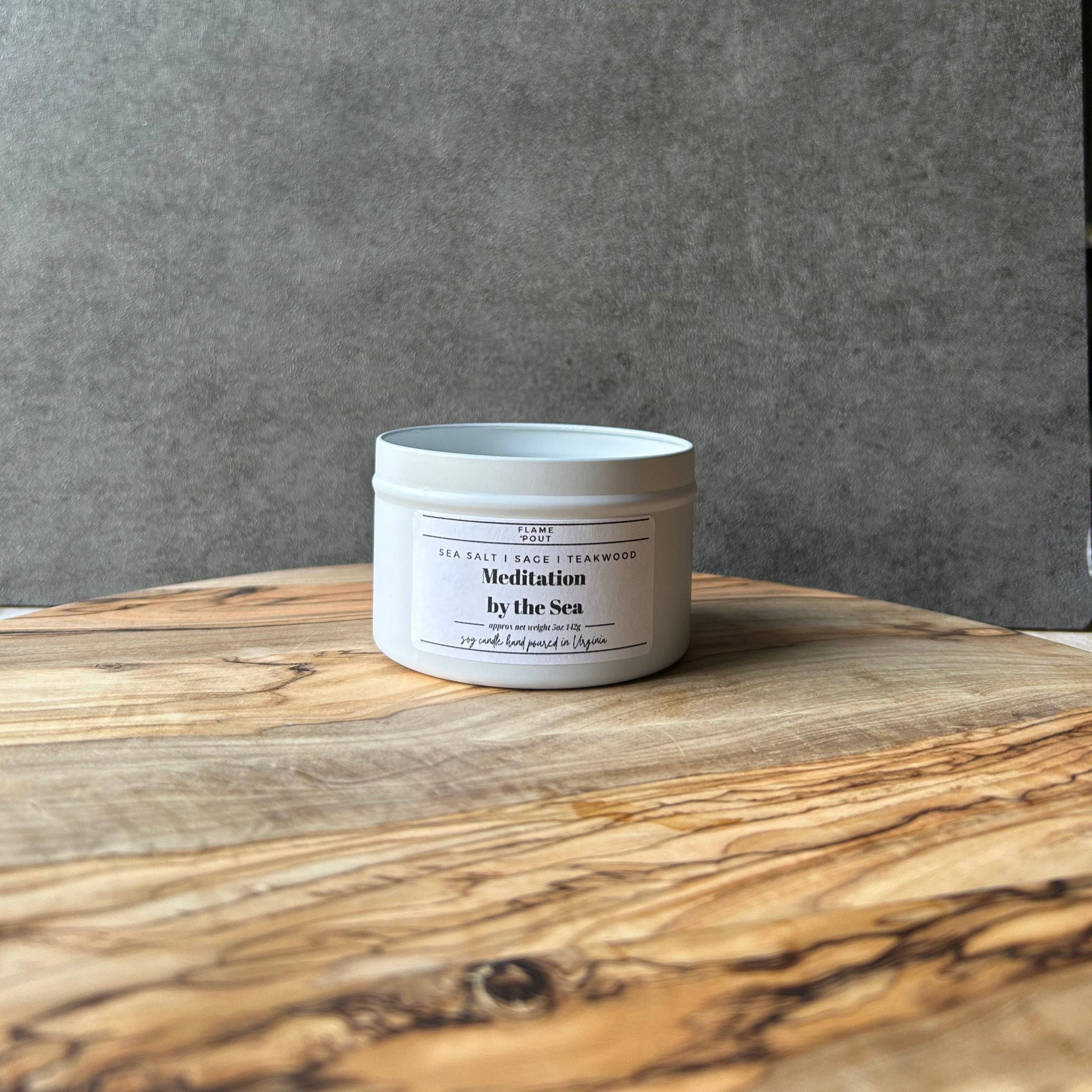 Meditation by the Sea - Earthy Sage, Salt, Wood Candle