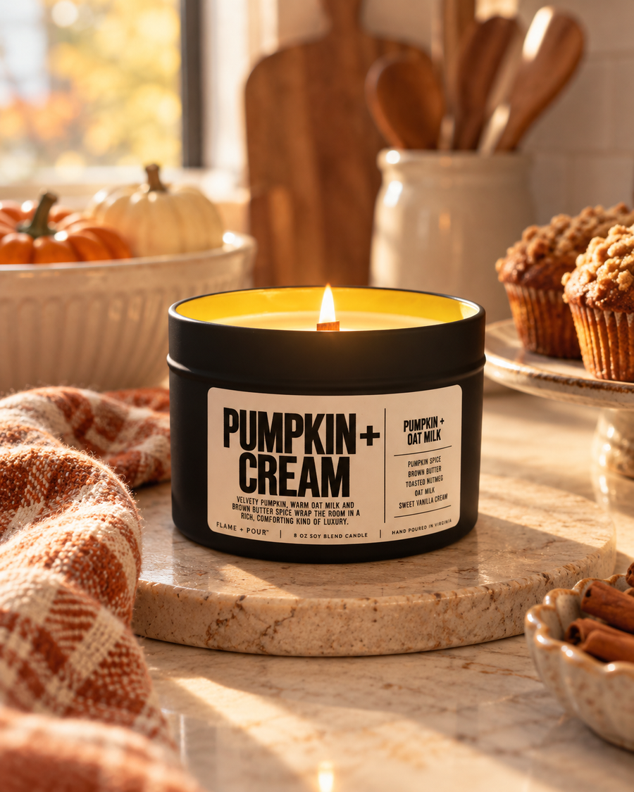 Pumpkin + Cream | Pumpkin & Oat Milk Soy Candle | Flame + Pout