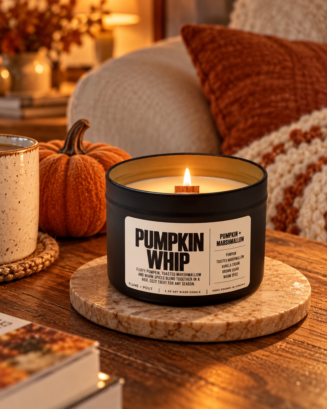 Pumpkin Whip | Pumpkin & Marshmallow Soy Candle | Flame + Pout