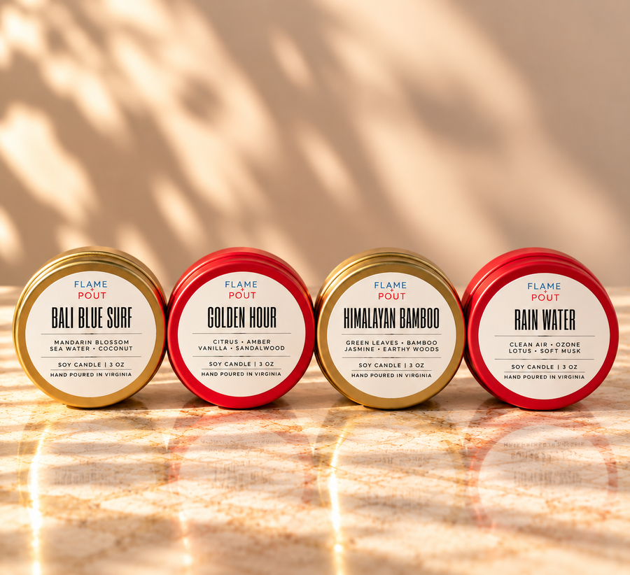 Mini Edit Candle Gift Set – 4-Pack of 3oz Soy Candles-Agave No. 7 – Agave, teakwood, warm amber,, Agave No. 7 – Agave, teakwood, warm amber, Himalayan Bamboo – Green, fresh, earthy, Rain Water – Clean, ozonic, and uplifting