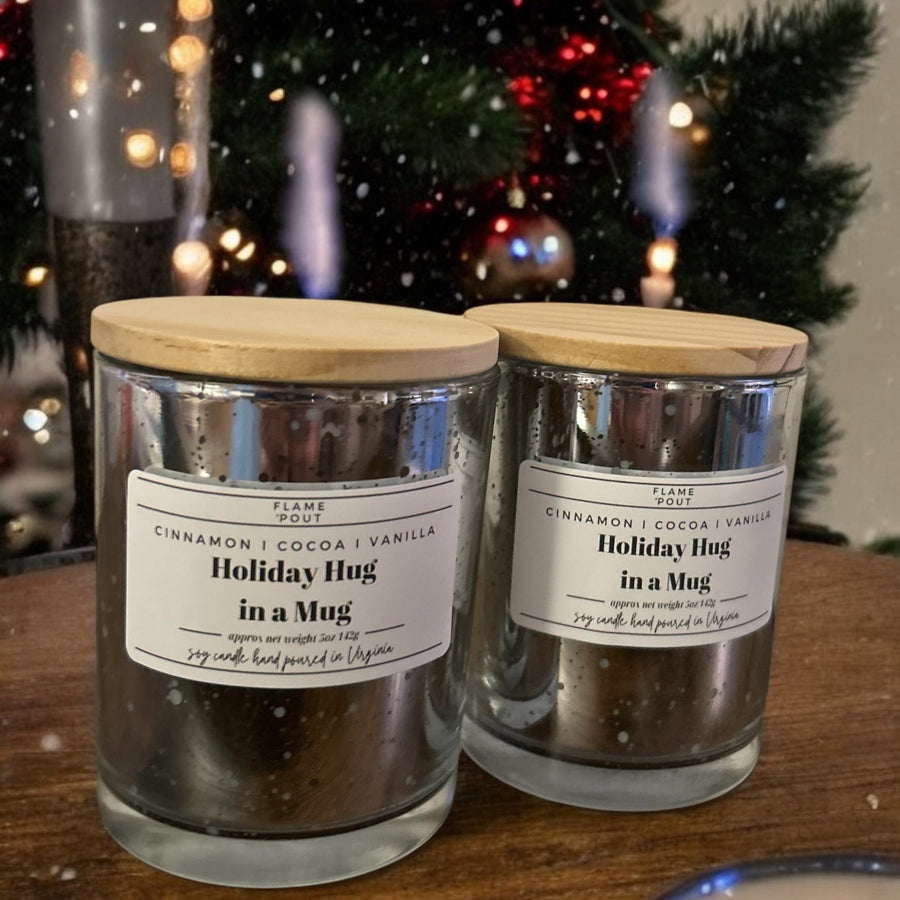 Holiday Hug in a Mug Candle | Cinnamon, Cocoa, Vanilla Scent