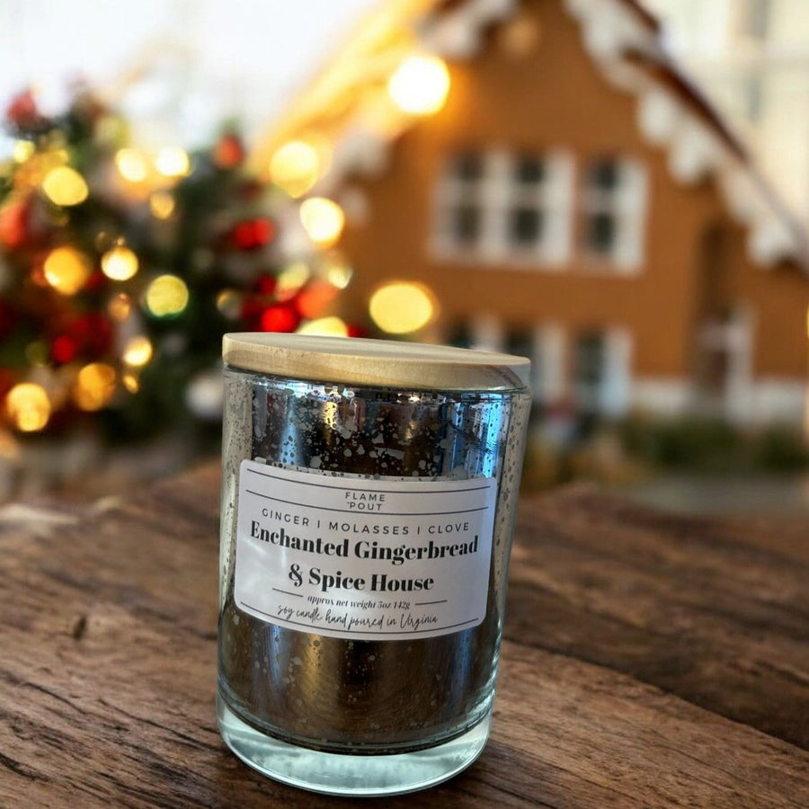Enchanted Gingerbread & Spice House Candle | Ginger, Molasses & Clove Scent for Holiday Atmosphere