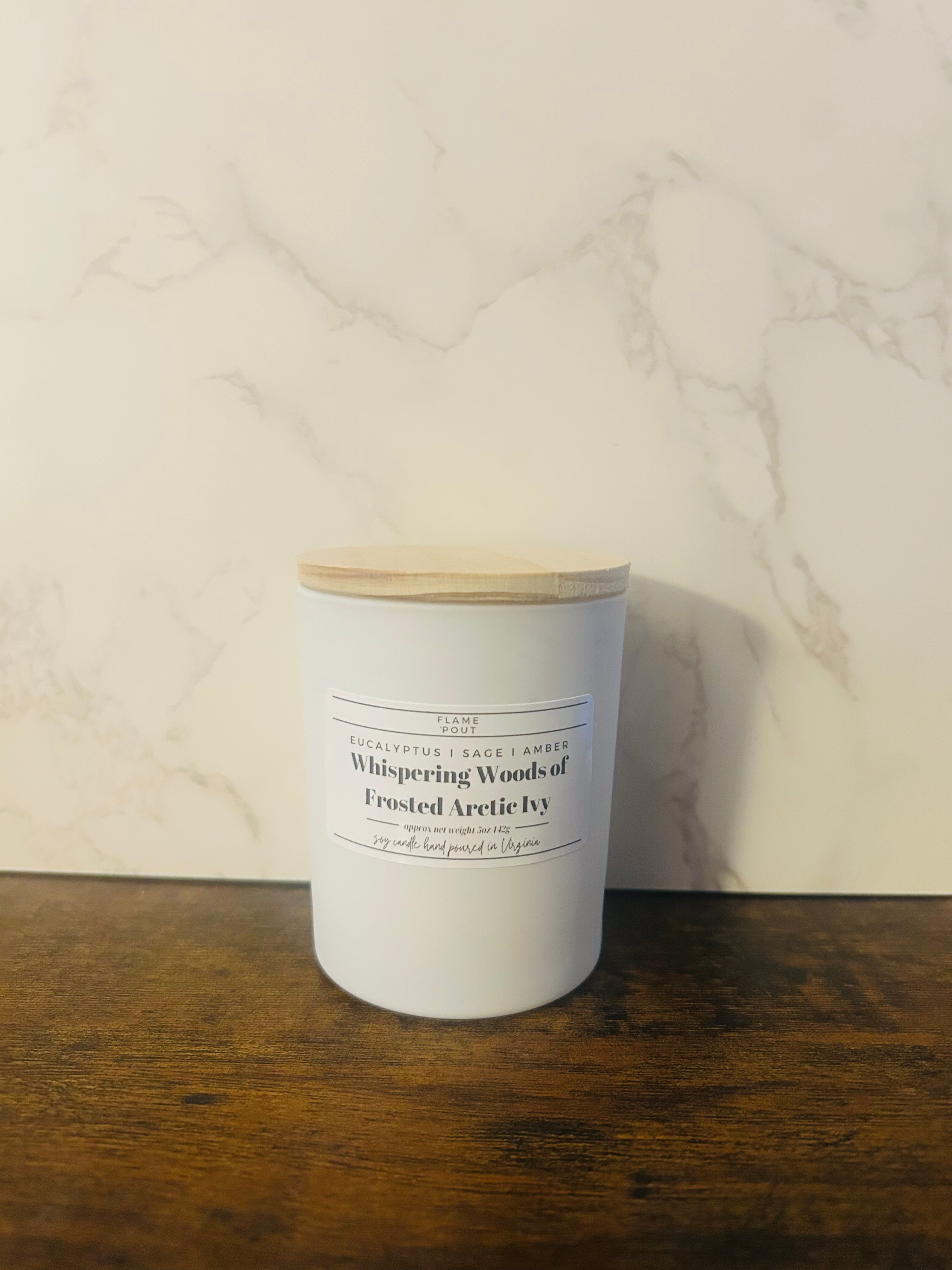 Whispering Woods of Frosted Arctic Ivy Candle | Eucalyptus, Sage & Amber Scent