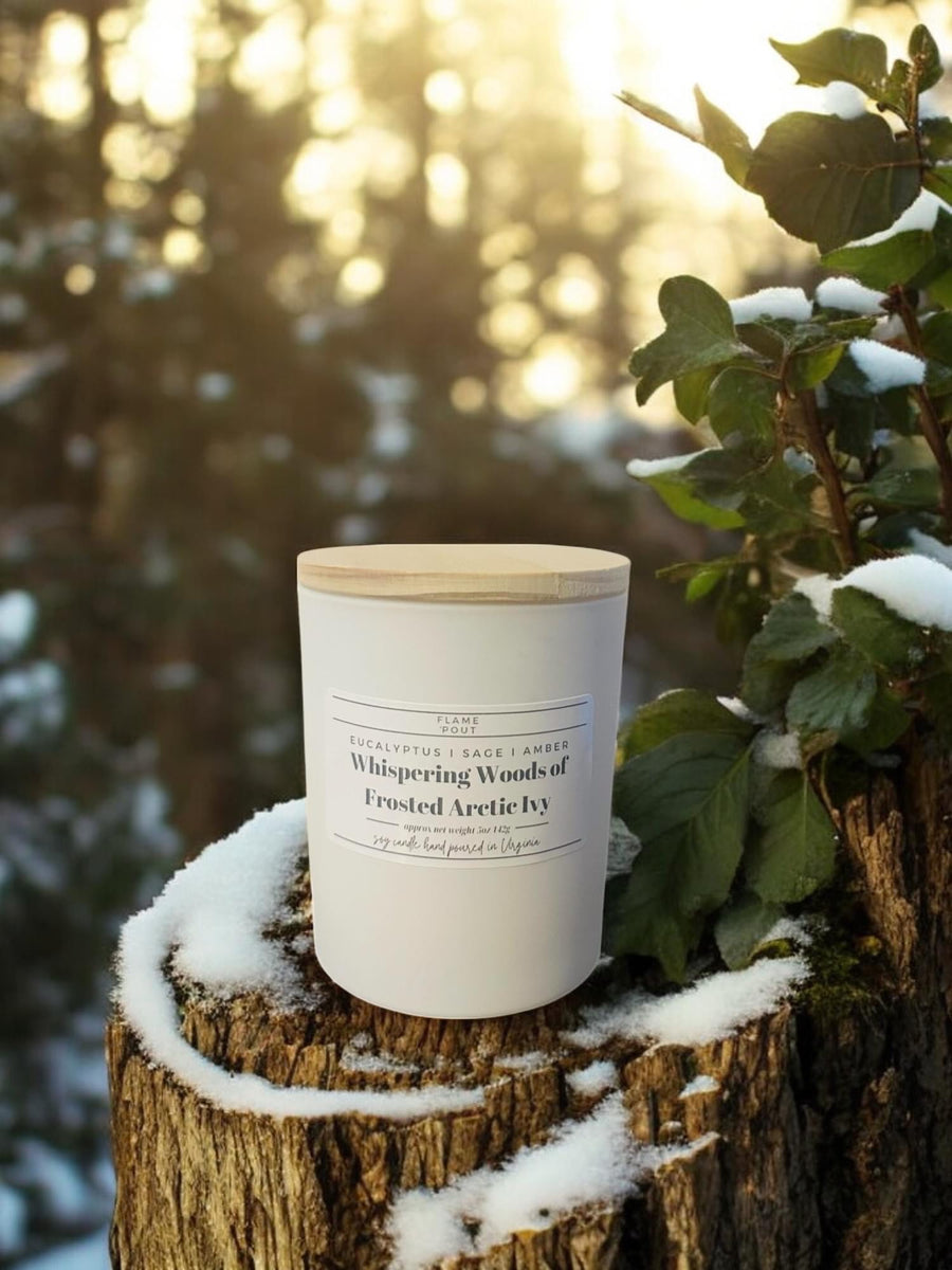 Whispering Woods of Frosted Arctic Ivy Candle | Eucalyptus, Sage & Amber Scent