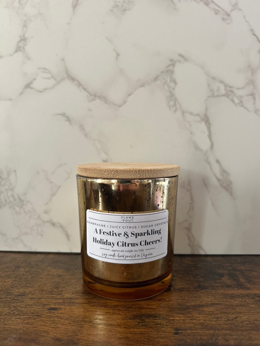 A Festive & Sparkling Holiday Citrus Cheers! Candle | Champagne, Citrus & Sugar Crystals