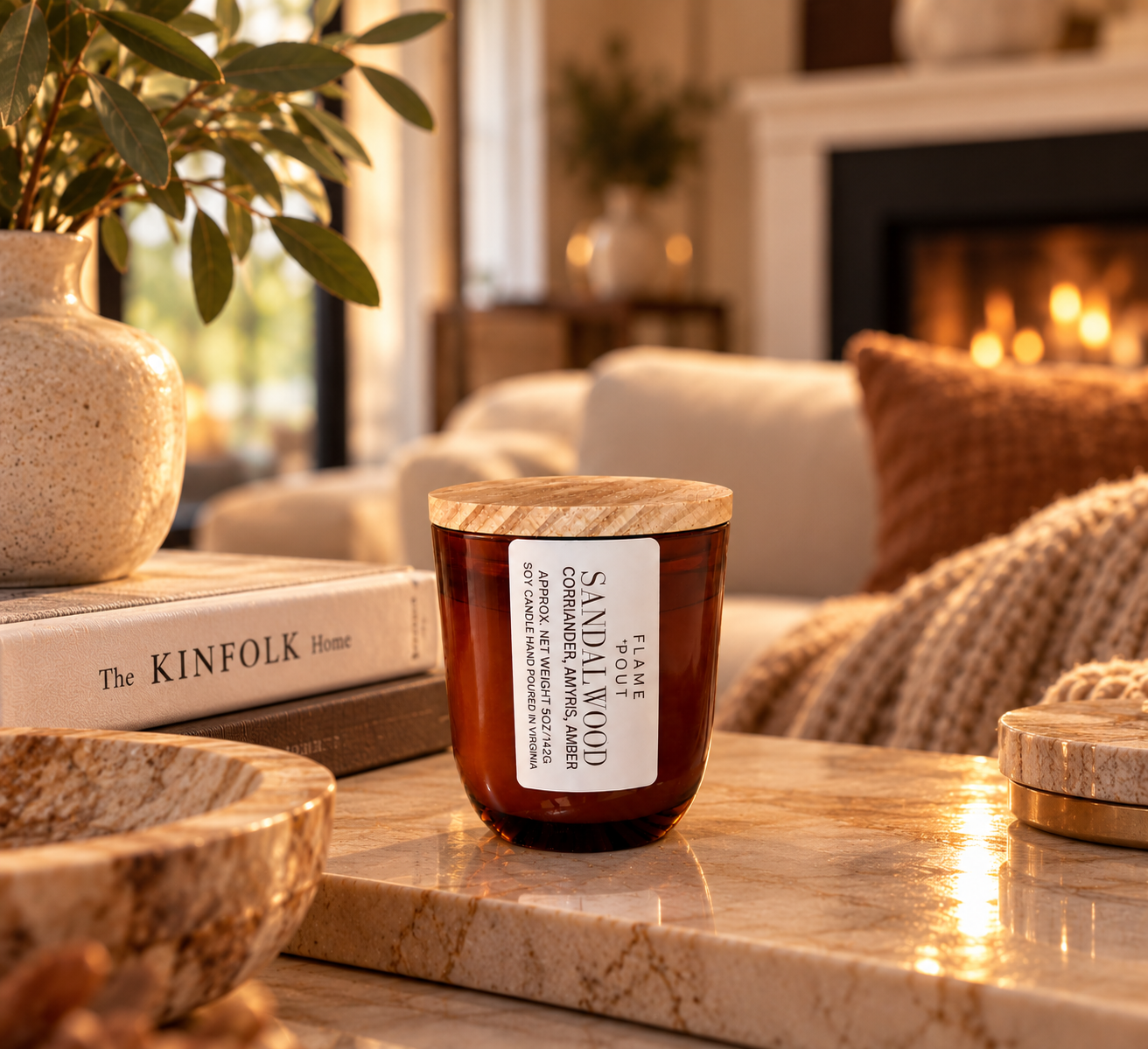 Sandalwood Candle – Earthy, Warm & Refined - dark musk and clean woody undertones