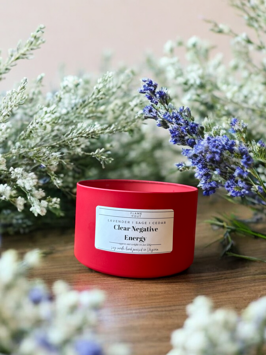 🌿 Clear Negative Energy Candle – Lavender, Sage, Cedar